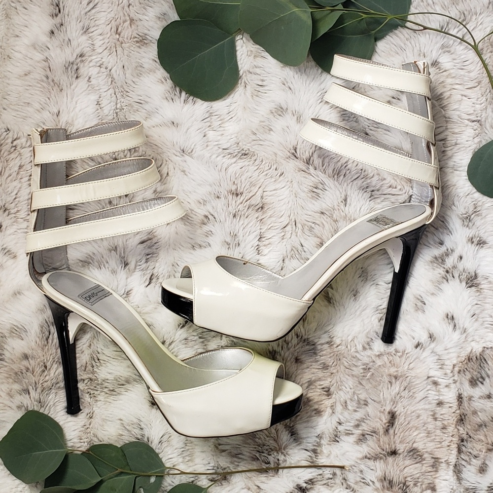 {Ruthie Davis} White Heels with Neon Bottoms